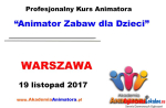 Kurs Animatora Warszawa - 19.11.2017